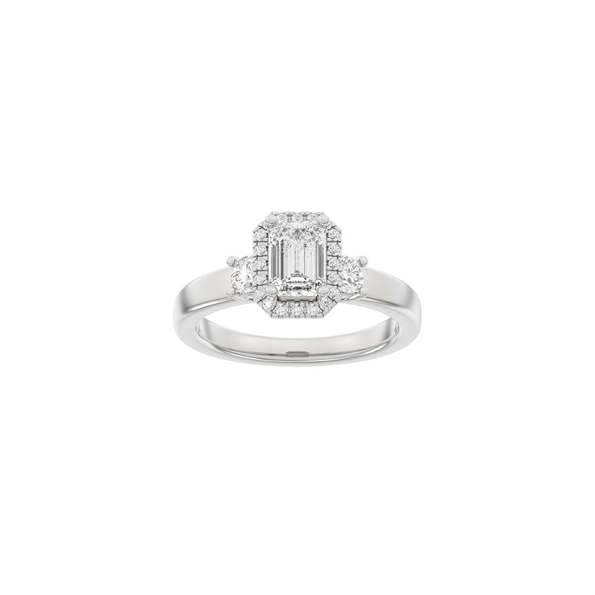 Siersbøl Halo-ring i 14 kt rhodineret hvidguld med firkantet lab-diamant 1,45 ct i TW/VS2-kvalitet.